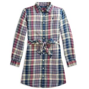 Polo Ralph Lauren Girls' Cotton Plaid Shirtdress  Kid Multi Size 5
